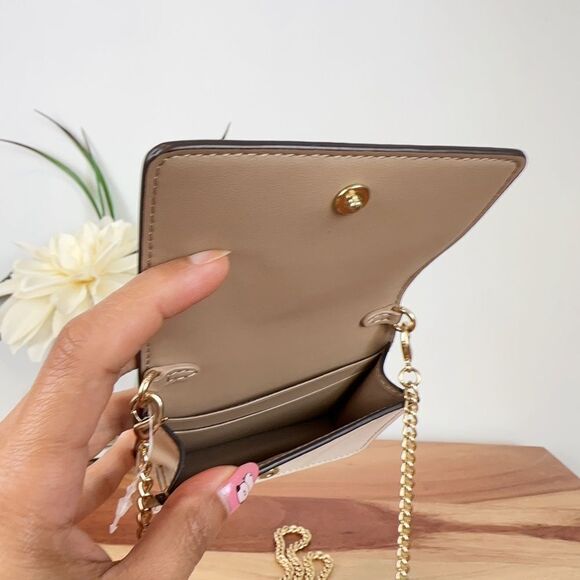 NWT Coach‎ Mini Wallet On A Chain In Signature Canvas With Floral Applique - Picture 7 of 8